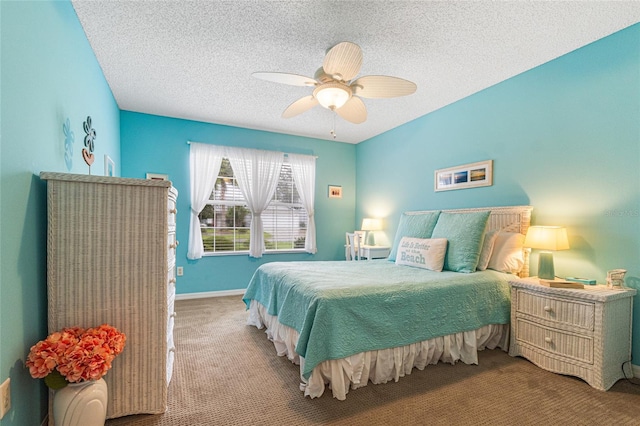 8076 SE 174th Belhaven Loop, The Villages, FL 32162 - carpeted bedroom featuring a textured ceiling and a ceiling fan