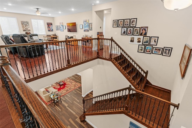 13525 Gorgona Isle Dr, Windermere, FL 34786 - staircase with wood finished floors and recessed lighting