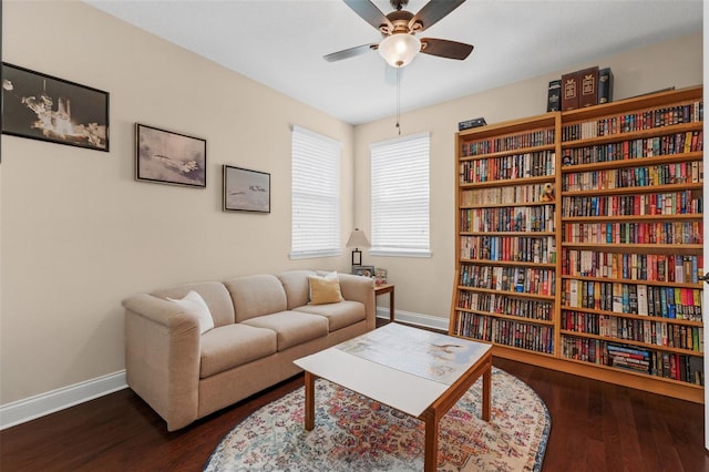 13525 Gorgona Isle Dr, Windermere, FL 34786 - living area featuring a ceiling fan and wood finished floors