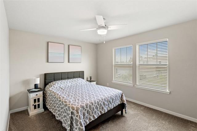 5065 Sparkling Water Way, Kissimmee, FL 34746 - bedroom with dark colored carpet and ceiling fan