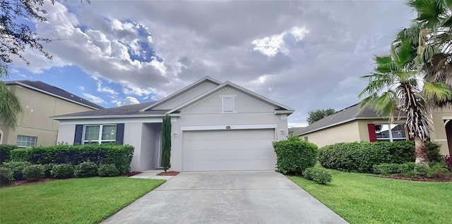 12630 Old Plantation Ln, Orlando, FL 32824 - ranch-style home featuring stucco siding, concrete driveway, an attached garage, and a front yard