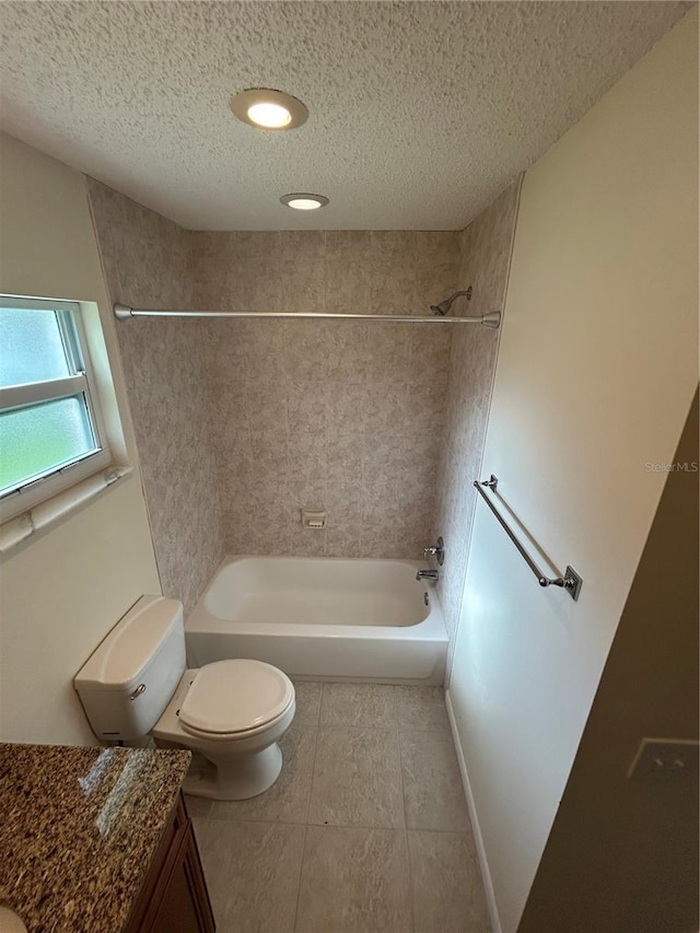9504 W Cluster Ave, Tampa, FL 33615 - full bath with shower / bath combination, vanity, a textured ceiling, tile patterned floors, and recessed lighting