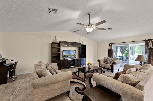 141 Winsor Ave, Davenport, FL 33837 - living room featuring lofted ceiling, a ceiling fan, and an office area