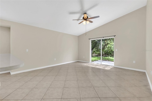 1753 Sage Creek Ct, Orlando, FL 32824 - unfurnished room with ceiling fan, light tile patterned flooring, and high vaulted ceiling