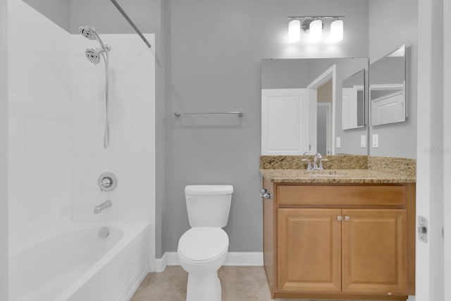 full bathroom featuring vanity, washtub / shower combination, and tile patterned flooring