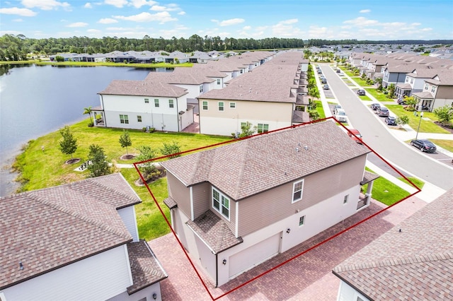 505 Venetian Palms Blvd, New Smyrna Beach, FL 32168 - aerial perspective of suburban area with property boundaries highlighted and a large body of water