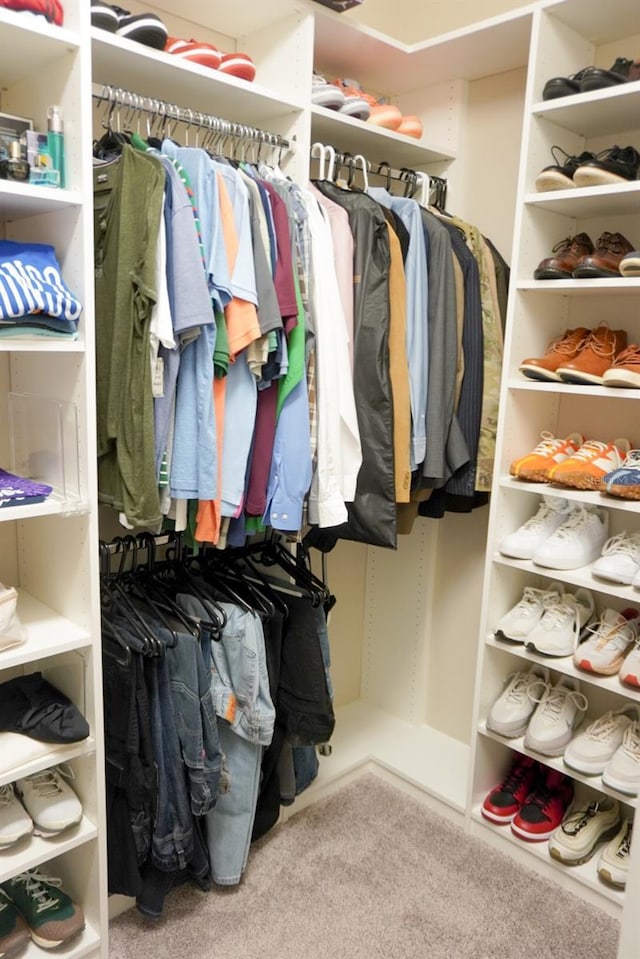 spacious closet with carpet flooring