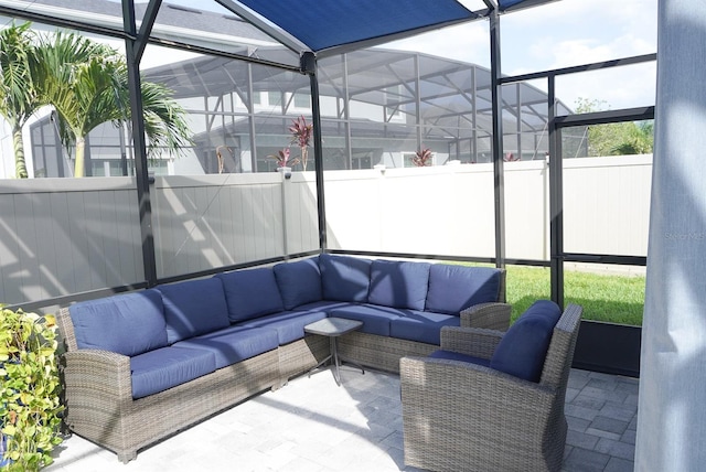 sunroom with an outdoor hangout area