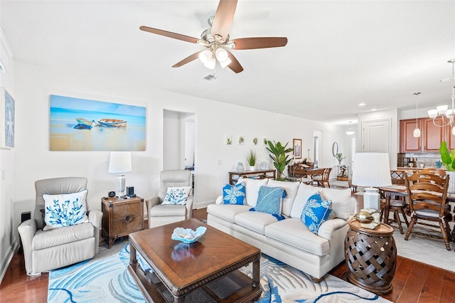 1181 Castlevecchio Loop, Orlando, FL 32825 - living room with wood finished floors, a ceiling fan, and recessed lighting