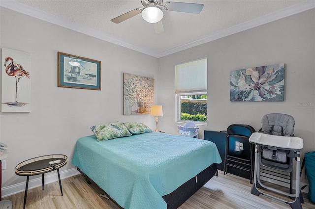 100 Verde Way, Debary, FL 32713 - bedroom featuring light wood-style flooring, crown molding, and a ceiling fan