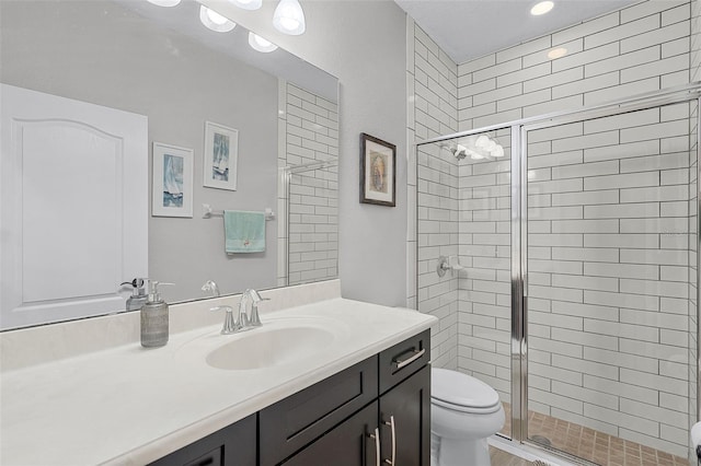 100 Verde Way, Debary, FL 32713 - bathroom featuring a shower stall, vanity, and wood finished floors