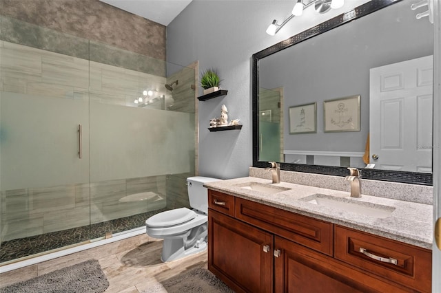11613 Swift Water Cir, Orlando, FL 32817 - full bath featuring a shower stall, double vanity, and wood finished floors