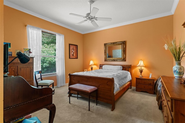 11613 Swift Water Cir, Orlando, FL 32817 - bedroom with ornamental molding, light colored carpet, and ceiling fan
