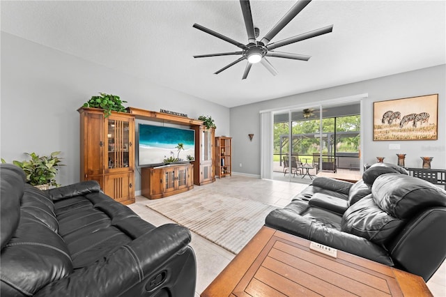 2412 Camden Park Ave, Davenport, FL 33837 - tiled living room with a ceiling fan