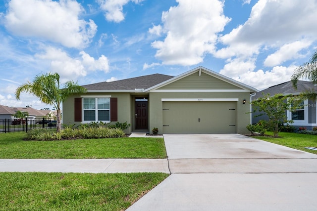 3241 Silas Dr, New Smyrna Beach, FL 32168 - ranch-style house featuring stucco siding, driveway, and an attached garage
