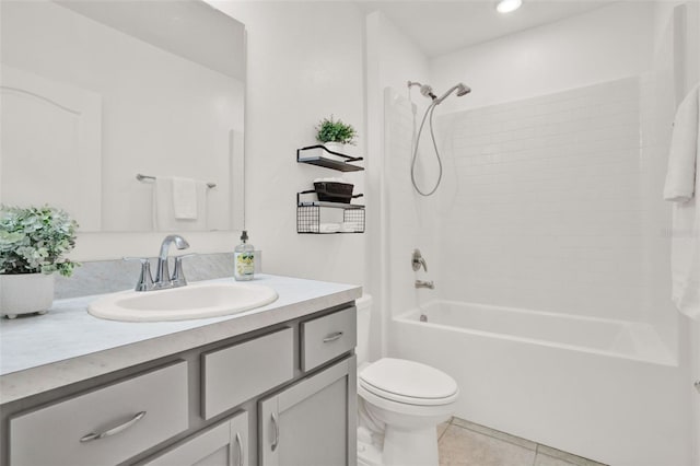 554 Pawnee Ct, Haines City, FL 33844 - bathroom with vanity, shower / washtub combination, and tile patterned flooring