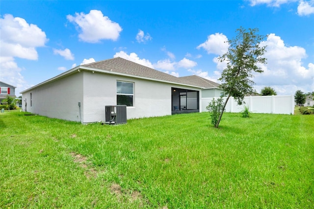 554 Pawnee Ct, Haines City, FL 33844 - rear view of house with stucco siding and a shingled roof
