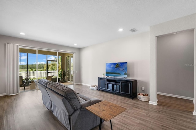 594 Hernando Pl, Clermont, FL 34715 - living room featuring wood finished floors and recessed lighting