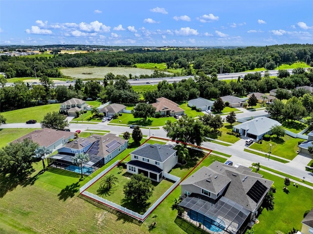 594 Hernando Pl, Clermont, FL 34715 - aerial perspective of suburban area with property parcel outlined