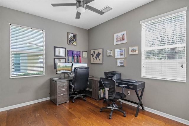 2122 Bent Grass Ave, Ocoee, FL 34761 - office space with wood finished floors and a ceiling fan