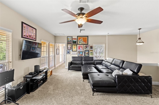 8424 Lake Burden Cir, Windermere, FL 34786 - living room with carpet flooring and ceiling fan
