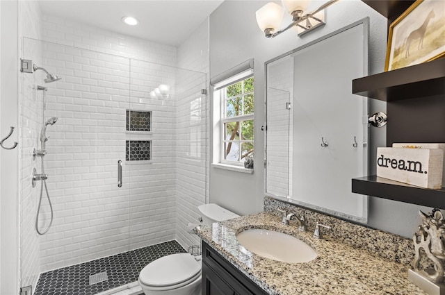 8424 Lake Burden Cir, Windermere, FL 34786 - full bathroom with a stall shower, vanity, and recessed lighting