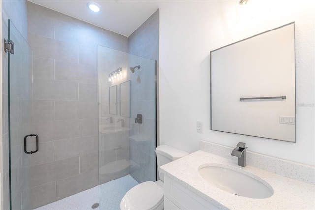 572 W Bluster Pl, Citrus Springs, FL 34434 - full bathroom with vanity, a shower stall, and recessed lighting