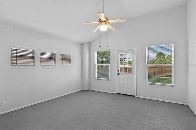 851 Bates Ct, Casselberry, FL 32707 - carpeted empty room featuring lofted ceiling and a ceiling fan