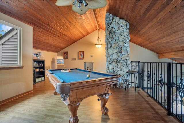1035 Paladin Ct, Orlando, FL 32812 - rec room featuring ceiling fan, wood finished floors, billiards table, and wooden ceiling