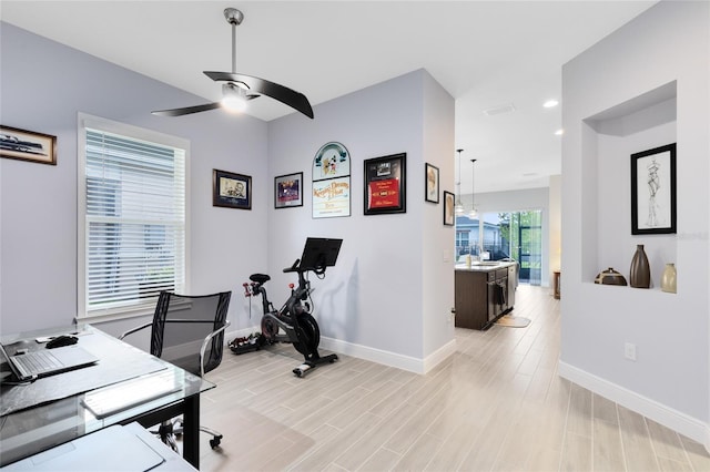 2302 Datura Loop, Saint Cloud, FL 34772 - office featuring ceiling fan, light wood-style floors, and recessed lighting