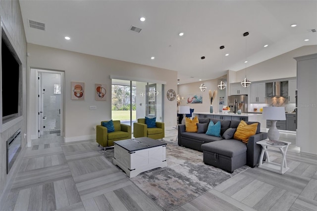18623 Tunbridge St, Orlando, FL 32833 - living room with recessed lighting and lofted ceiling