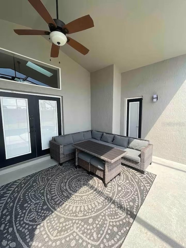 8071 Roaring Creek Ct, Kissimmee, FL 34747 - view of patio with outdoor lounge area, french doors, and a ceiling fan