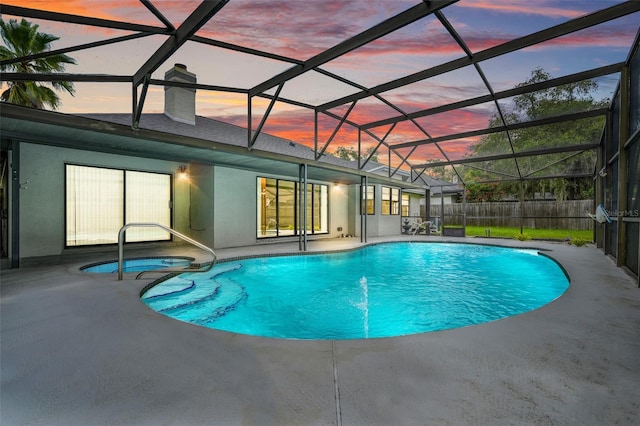1173 Trotwood Blvd, Winter Springs, FL 32708 - view of pool featuring a patio, a pool with connected hot tub, and a lanai