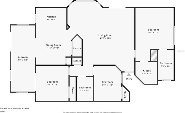 3703 43rd Ave W, Bradenton, FL 34205 - view of floor plan / room layout