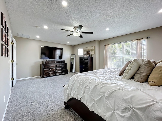 238 Hunt St, Clermont, FL 34711 - bedroom featuring carpet, recessed lighting, a textured ceiling, and ceiling fan
