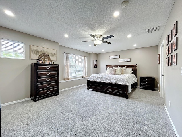 238 Hunt St, Clermont, FL 34711 - bedroom featuring carpet, recessed lighting, a textured ceiling, and ceiling fan
