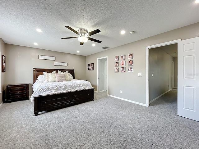 238 Hunt St, Clermont, FL 34711 - bedroom featuring carpet floors, recessed lighting, ceiling fan, and a textured ceiling