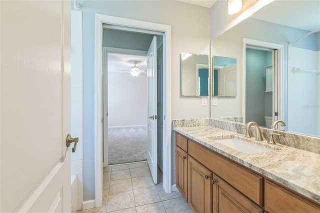 1818 W Cobblestone Ln, Saint Augustine, FL 32092 - full bathroom featuring vanity, tile patterned flooring, and ceiling fan