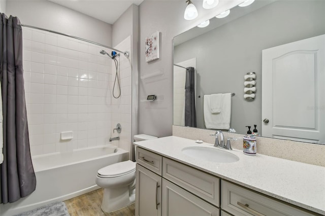 2433 Santa Vista Loop, Apopka, FL 32703 - full bathroom featuring vanity, wood finished floors, and shower / bath combination with curtain