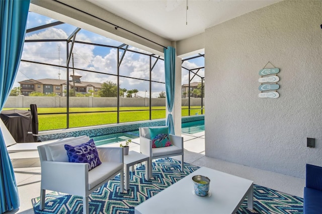 2433 Santa Vista Loop, Apopka, FL 32703 - view of patio / terrace with glass enclosure and a ceiling fan