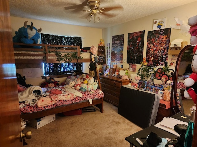 201 N Hart Rd, Geneva, FL 32732 - carpeted bedroom featuring a textured ceiling and ceiling fan