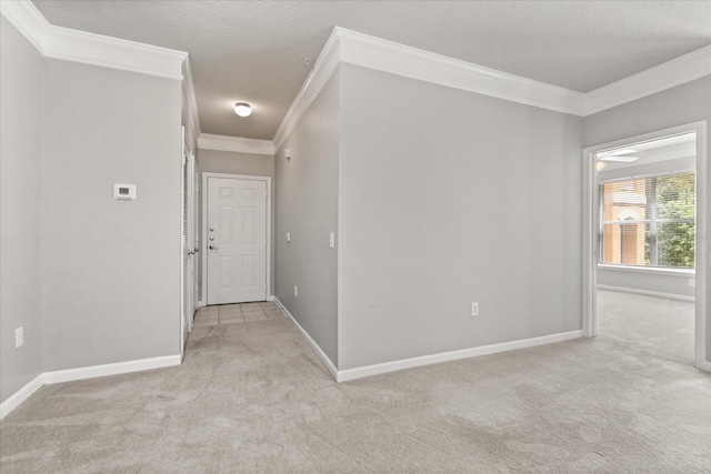 8842 Villa View Cir Unit 207, Orlando, FL 32821 - hallway with carpet flooring, ornamental molding, and a textured ceiling