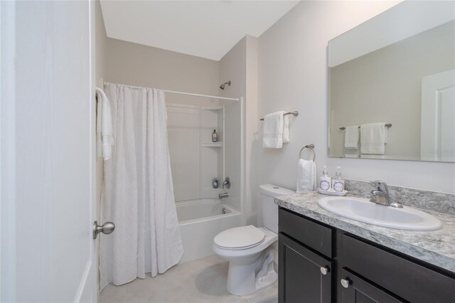 138 Old Mill Pond Rd, Edgewater, FL 32141 - full bathroom featuring vanity, shower / bathtub combination with curtain, and tile patterned flooring