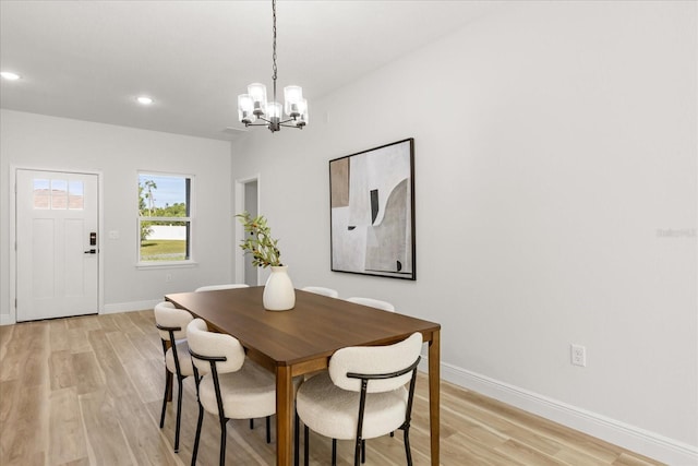 1970 SW 160th Pl, Ocala, FL 34473 - dining area featuring a chandelier, light wood-type flooring, and recessed lighting