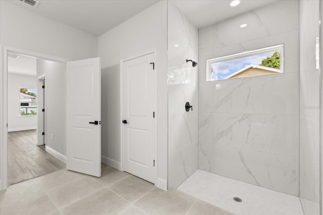1970 SW 160th Pl, Ocala, FL 34473 - full bath with a tile shower, tile patterned floors, and recessed lighting