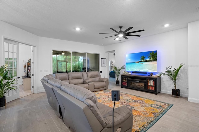 2149 Raglan Cir, Ormond Beach, FL 32174 - living room with wood finished floors, a ceiling fan, and recessed lighting