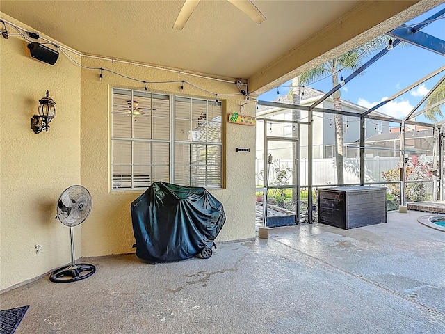 2460 The Oaks Blvd, Kissimmee, FL 34746 - view of patio / terrace with a grill, a lanai, and ceiling fan