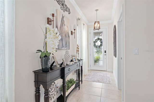 2338 Clemblue Rd, Clermont, FL 34715 - foyer entrance featuring light tile patterned flooring and crown molding