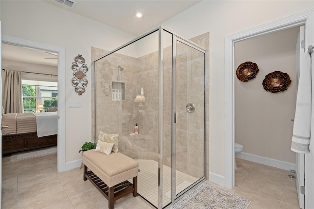 2338 Clemblue Rd, Clermont, FL 34715 - bathroom featuring ensuite bath, a shower stall, tile patterned floors, and recessed lighting
