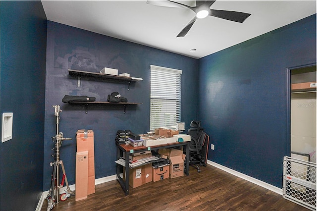 2647 Running Oak Ct, North Port, FL 34289 - home office featuring wood finished floors and a ceiling fan